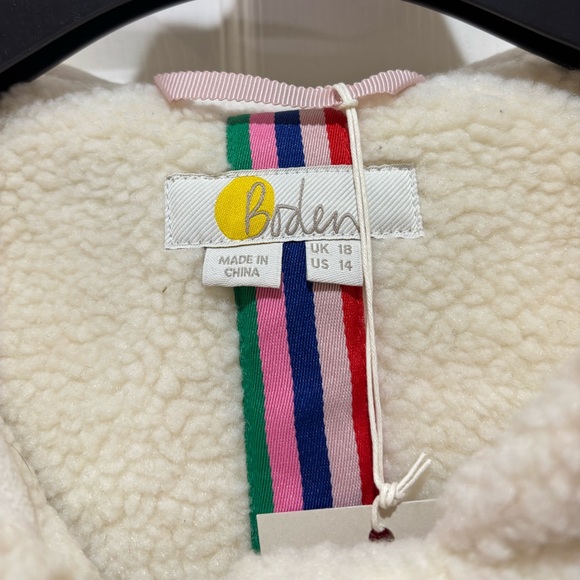 NWT Boden Elgin Borg Hooded Cream Brown Zip Toggle Duffel Coat sz 14 - Picture 11 of 15